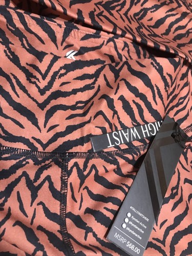 KYODAN Women Leggings Cinnamon Brown Black XS SMALL Medium Tiger Animal NWT $68 - Picture 7 of 7