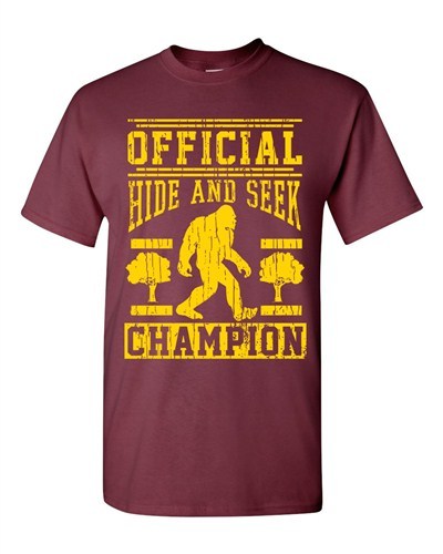 Official Hide And Seek Champion Champ Yeti Big Foot Funny DT Adult T-Shirts Tee - Picture 8 of 10