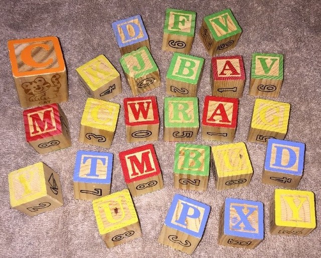 Large Lot of 25 Wooden Alphabet Blocks eBay