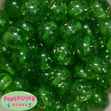 20mm Green Glitter Style Acrylic Chunky Bubblegum Beads 20 pc