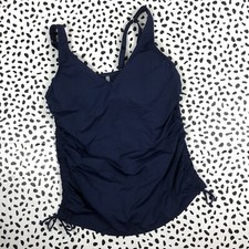 Lands End Navy Blue Adjustable Underwire Tankini SWIM TOP Reg. 6 522544