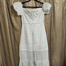 True Decadence White Broderie Bardot Eylet Boho Maxi Dress Size 12 NWT