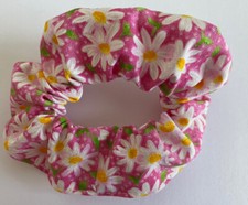 Hot Pink Daisy Hair Scrunchie Ponytail Holder Handmade Flower Floral