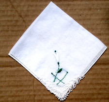 Ladies Vtg Hand Embroidered Hankie Handkerchief Cala Lily Flower 8" Square