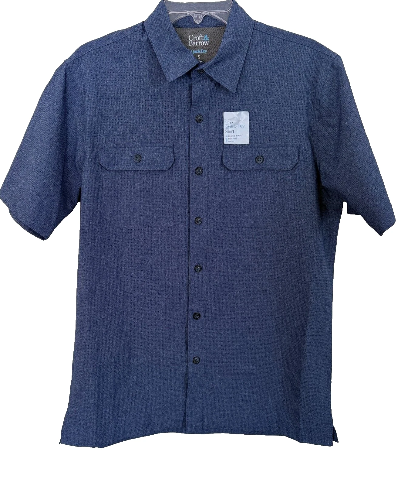 Croft & Barrow Shirt Mens Blue Quick Dry Vented Fishing Camp Outdoor Small NEW