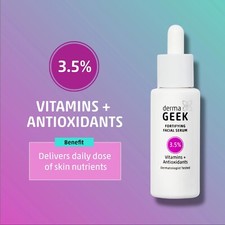 Derma Geek Fortifying Facial Serum 3.5 Vitamins Antioxidants 1.3oz.