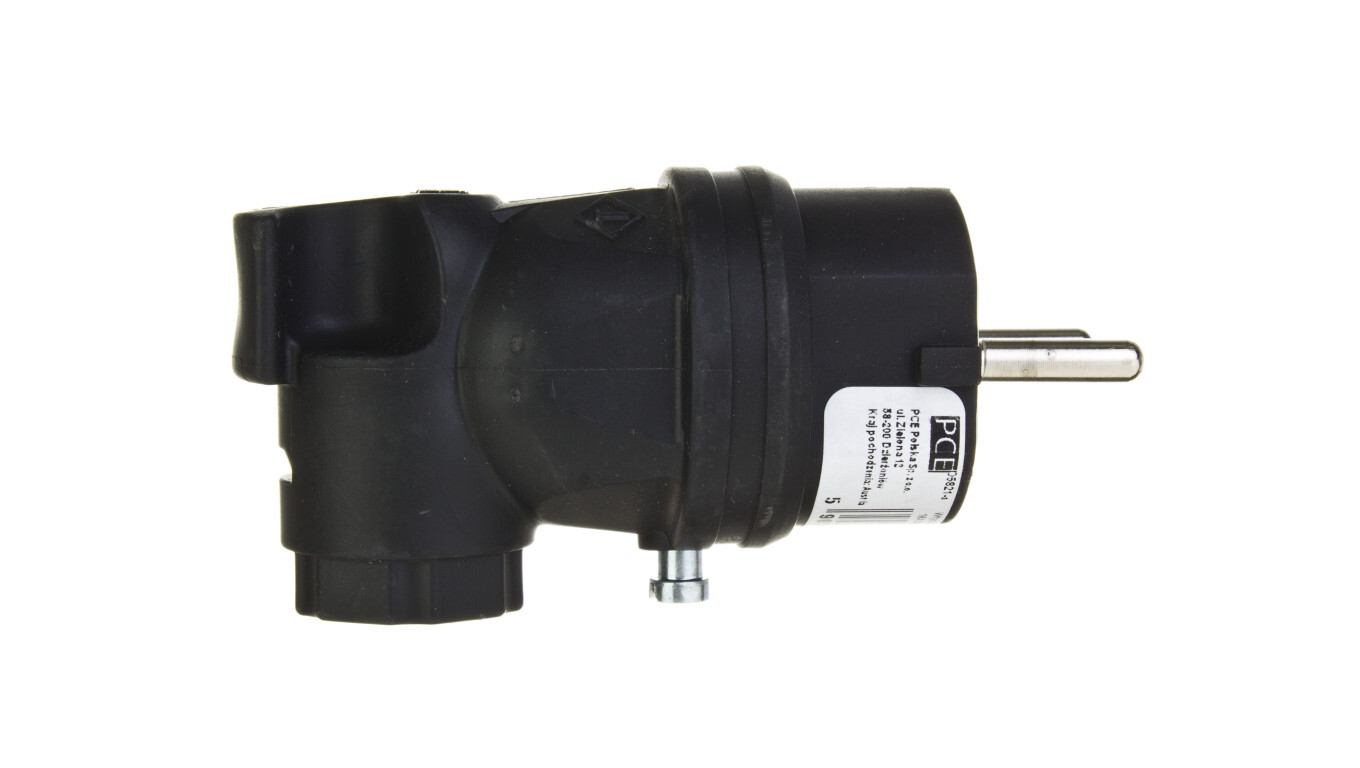 Angular rubber plug 10 / 16A 2P + Z 230V UNI-SCHUKO IP44 / rubber-polyami /T2UK