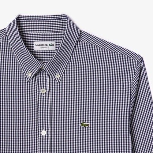 LACOSTE Herren Hemd 100% Baumwolle Art. CH2932 522 Blanc-001/Bleu Marine-166 - Bild 6 von 6