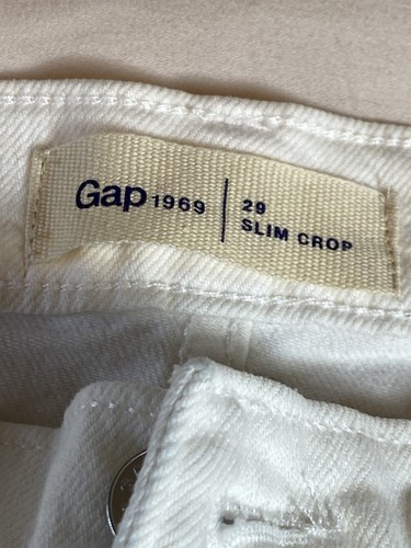NWT Gap Women’s 29 Slim Crop Mid Rise Jeans Straight Leg Ivory Jeans Low Stretch - Picture 2 of 11