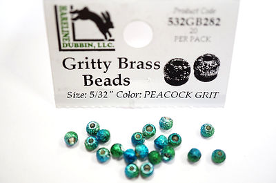Gritty Brass Beads Ø 3,8mm Hareline 20 St Texturierte Messing Beads PEACOCK GRIT
