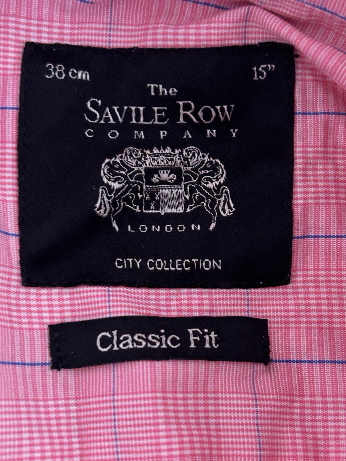 FILA Camicia a quadri The Savile Row Company rosa elegante casual manica lunga uomo taglia 15