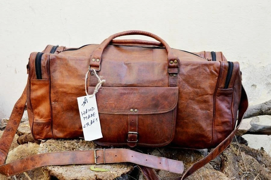 Sac voyage top cuir vintage