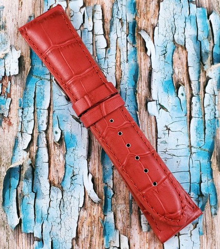 Hadley Roma 24 mm Heavy Padded Red Genuine Leather Watch Strap MS898 - Picture 7 of 12