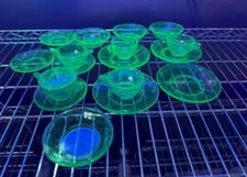 AKRO Green Depression Uranium Glass Child's Tea Set 18 pc Cream Sugar