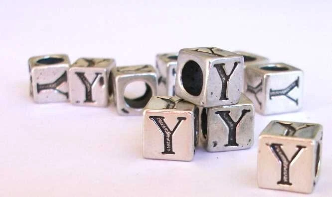 Sterling Silver 5.5mm Large Hole Alphabet / Letter Beads - Image 2 of 4