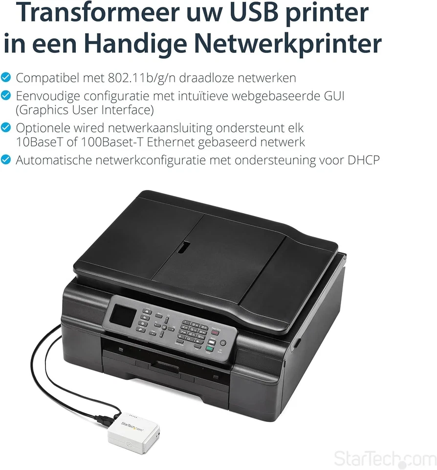 StarTech.com 1 Port USB Wireless N Network Print Server with 10/100 Mbps Etherne - Image 3 of 4