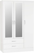 Image of Seconique Nevada 3 Door 2 Drawer Wardrobe in White Gloss