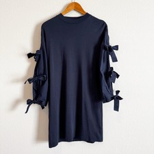 Tory Burch Women's Navy Blue Emilia Tie Sleeve Shift Dress Size Small