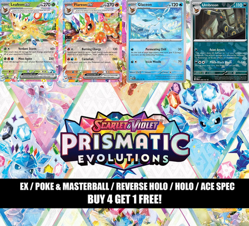 Pokemon Prismatic Evolutions - EX/Poke & Masterball/Ace Spec/Reverse Holo/Holo
