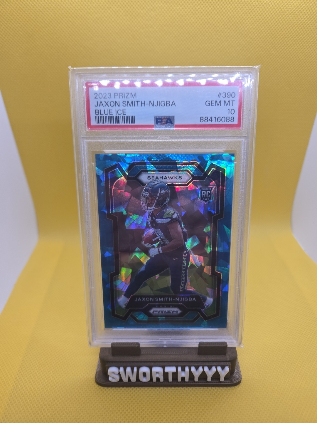2023 Panini Prizm Jaxon Smith-Njigba #390 Blue Ice /99 Rookie RC PSA 10
