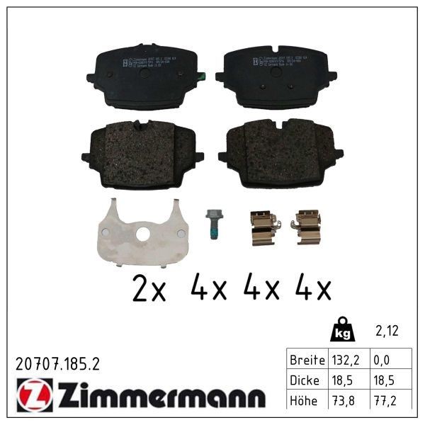 Zimmermann BremsbelÄGe Bremsbelagsatz Vorne FüR BMW 1ER X1 U11 Mini F66 F65 U25-image