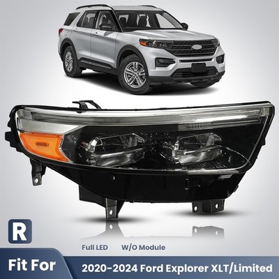 Chrome LED Headlight for 2020-2024 Ford Explorer with LED DRL Right Passenger