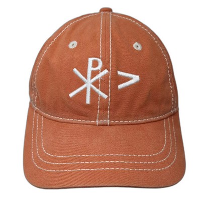 District Orange Baseball Cap Hat White OS Slideback 1 John 4:4 Embroidered Logo
