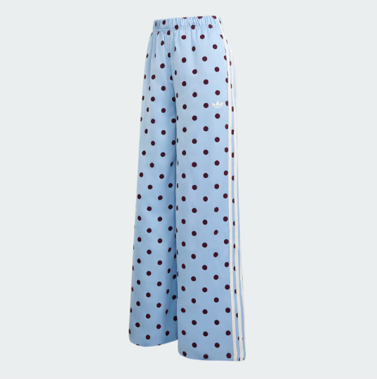 Adidas Women Satin Polka Dot Wide Leg Pants Clear Sky Asian Size