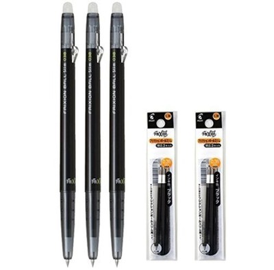 Pilot Frixion Ball Slim 038 Erasable Gel Ink Pens Black 9 Piece Set 0.38Mm