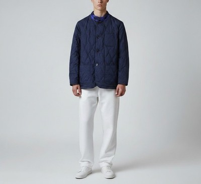 MASSIMO DUTTI 2001 Herrenjacke EU 48 Blau Gefüttert Kurz Wattiert Mit Taschen