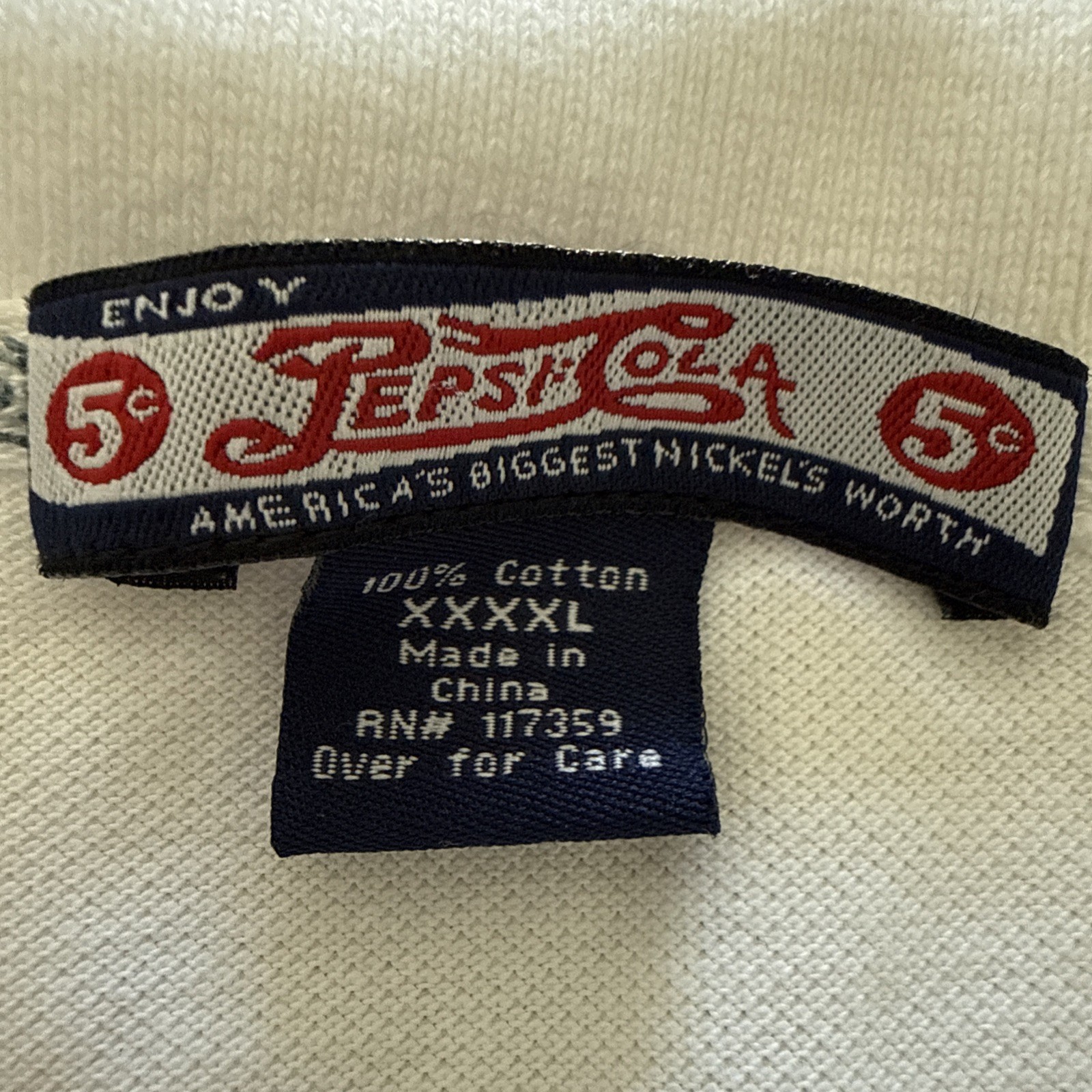 Vintage Pepsi Cola Nickel’s Worth Polo Shirt 4XL White Striped Embroidered Rare image 2