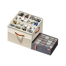 Shoe Organizer for Closet, Adjustable Shoe Box Storage Containers, 2 Pack