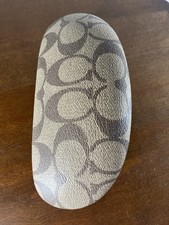 Coach Signature Logo Hard Clamshell Eyeglass/Sunglasses Case Brown and Tan EUC