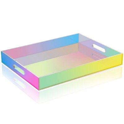 Nihome Iridescent Acrylic Serving Tray 16X12 For Organizing Decorative Vanity