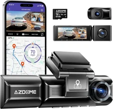 AZDOME M550Pro 3 Channel Car Dash Camera 4K Front +Rear+ Inside+64G TF