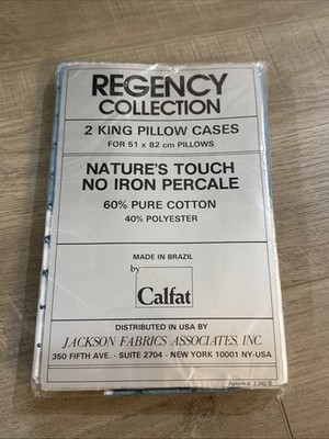 Vintage Regency Collection Two King Pillowcases Natures Touch No Iron Percale