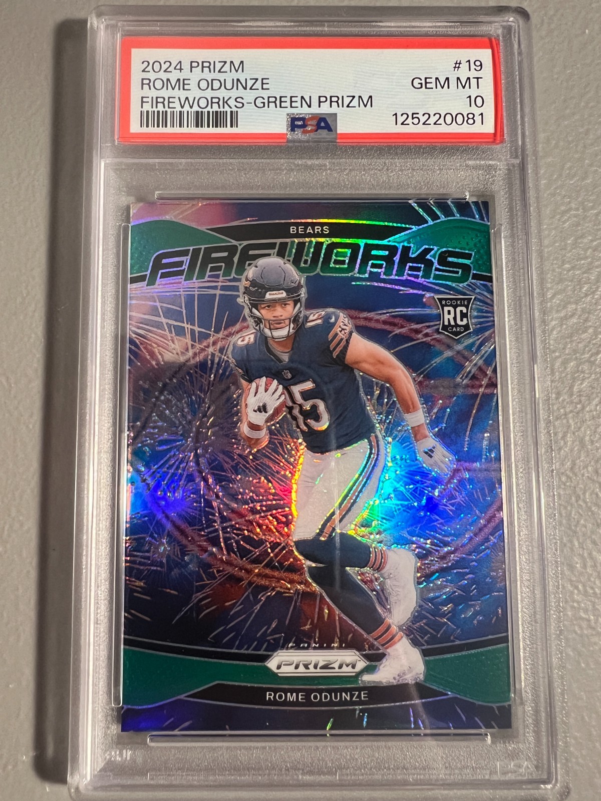 Rome Odunze Panini Prizm Fireworks #19 Green