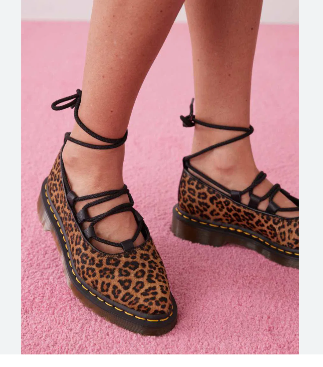 Elphie II Leopard 🐆 Hair on Pointed Toe Ballet Flat/Wrap Mary