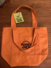 Limited Trader Joe's Mini Halloween Orange Canvas Tote Bag NWT