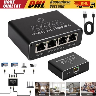 4 Port RJ45 Gigabit Ethernet LAN 1 Auf 4 1000Mbps Ethernet Splitter LAN Switch