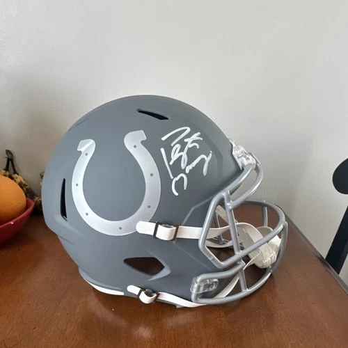 PEYTON MANNING AUTOGRAPHED Indianapolis Colts SLATE FS Replica Football Helmet