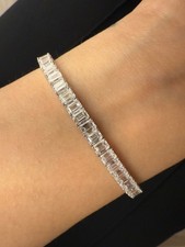 12.00ct D/VVS Lab Grown Emerald Cut Diamond Tennis Bracelet, White Gold
