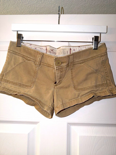 Hollister Beige Twill Chino Shorts Stretch 5-Pocket Low Rise Juniors 1