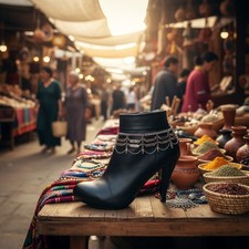 Women 2PCS Antique Silver Metal Boot Chain Bracelet Flower Charm Shoe Anklet