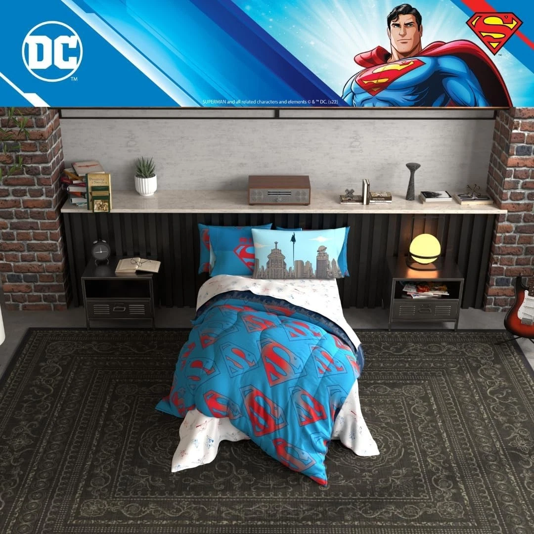 Superman Shield Reversible Comforter, Bedding Set