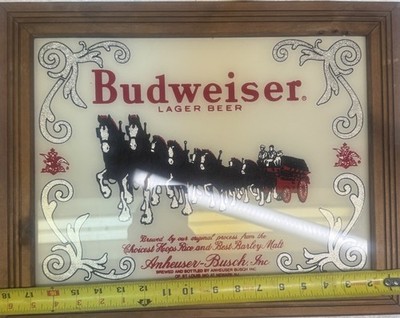 Vintage Anheuser-Busch Budweiser King Of Beers Clydesdale  Mirror 18 X 13''