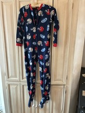 Carter's Boy's Navy Football Print Fleece Footed Pajama Sleeper, Size 8