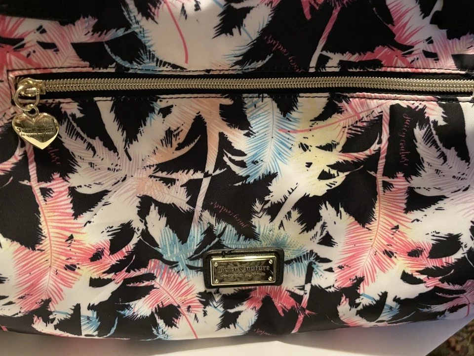 BOLSO DE LONA JUICY COUTURE L A CALIFORNIA DURANTE LA NOCHE FIN DE SEMANA PALMERAS NYLON Foto 2 de 4