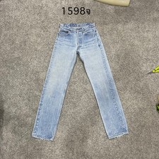 Vintage 80 USA Levi 501 Jeans Actual 28x31 Light Wash Blue Distressed