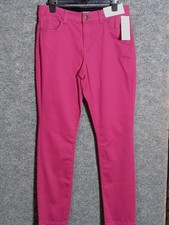 NWT Liz Claiborne Pants Sara Slim Leg Mid Rise Womens 10 Madrid Rose Stretch Fit